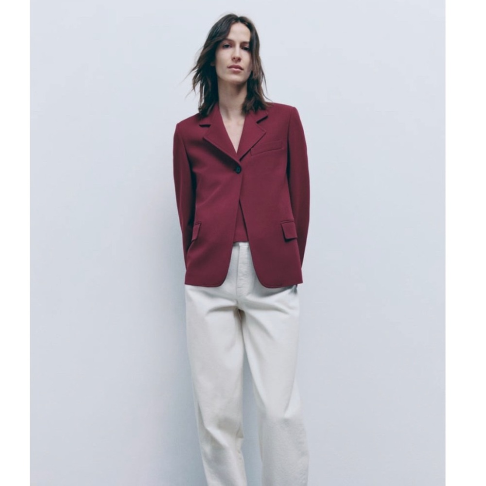NWT Zara BUTTONED TAILORED BLAZER / L - Picture 2 of 15